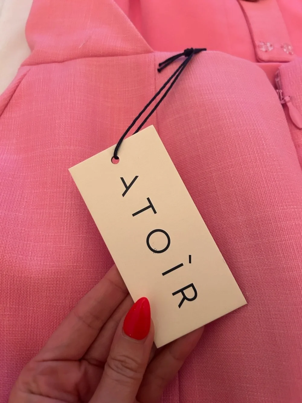 Original atoir Pink Halter Mini Dress with Gold Floral Buttons Down Back - Picture 3 of 4